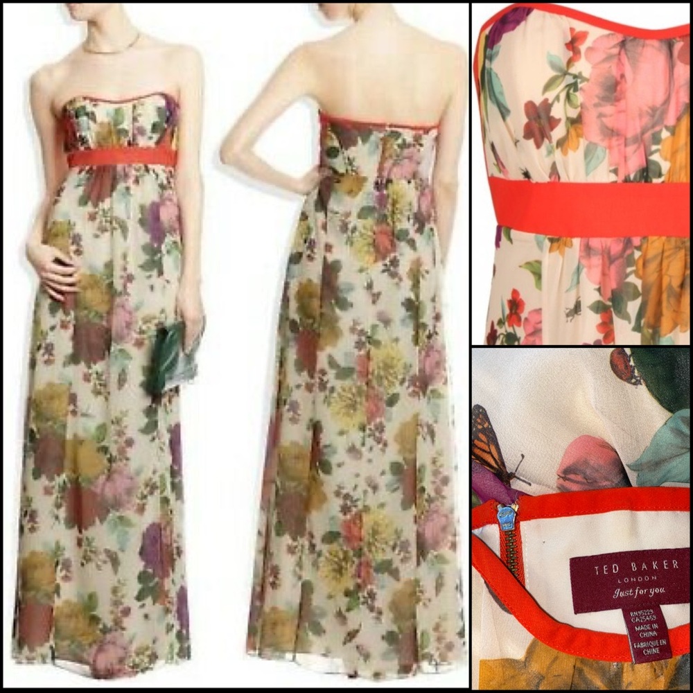 Ted Baker London Rose Floral Bugs Maxi Dress Gown - Picture 2 of 10